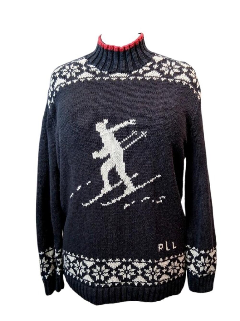 90s Vintage Lauren Ralph Lauren Downhill Skier Hand-Knit Fair Isle Sweater